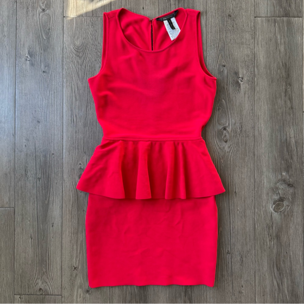 Bcbgmaxazria Francis Peplum Bodycon Dress In Poppy